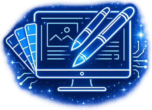 Digital wireframe graphic representing custom website layout and user interface design.