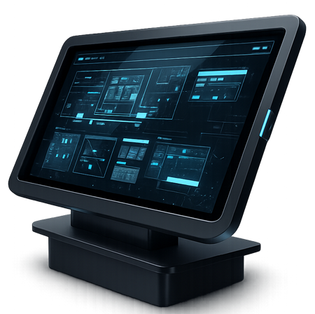 Crystal-Clear-Expert-Website-Builders-In-Springfield,-MO 3D Tablet Interface Mockup showing Custom Web Design Wireframes and UI Architecture