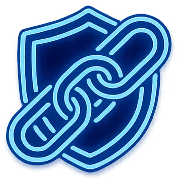 Glowing chain link icon highlighting local citation building and website authority strategies.