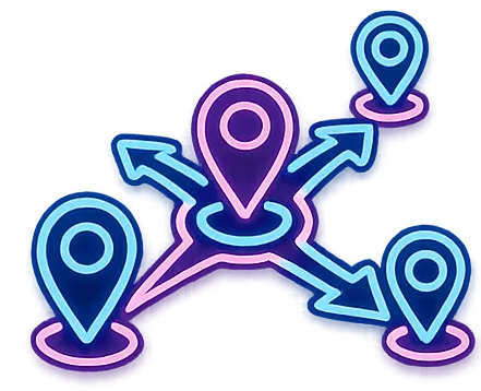 Connected map pins illustrating a local service area expansion strategy for regional SEO.