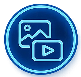 Play button media icon representing multimedia integration and video SEO optimization services.