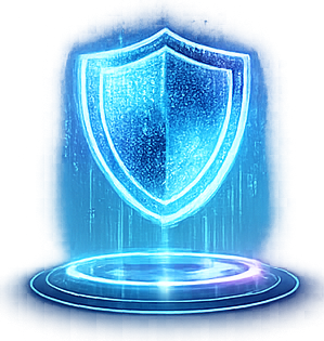 Glowing blue shield icon representing Google Ads brand safety and high-strength ad copy.