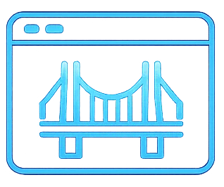 Digital bridge graphic representing strategic website site architecture and navigation planning.